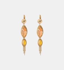 Boucles d'oreilles longues dormeuses   doré à l'or fin - Soleil Satellite