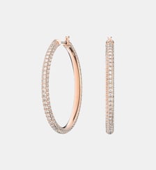 Anneaux d'oreilles Dextera, Pavé, Larges, Métal rhodié Swarovski