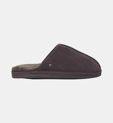 Chaussons Mules en cuir et interieur ultra doux en fausse fourrure Isotoner