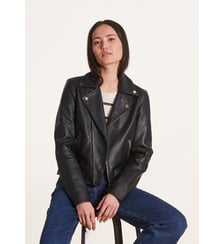 Blouson court en cuir esprit motard La Fée Maraboutée