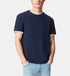 T-shirt col rond coton bio avec relief Ikks