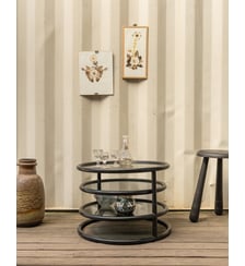 Table basse en métal noir et verre Donna N°1121- Produit chiné Debongout