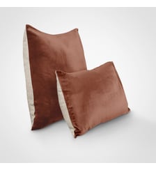 Housse de coussin velours et lin, DOUCEUR VELOURS Blanc Cerise