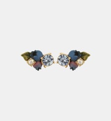 Boucles d'oreilles tiges myrtilles et pierre en verre taillé ronde Les Néréides