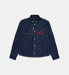 Chemise en denim bleu foncé avec logo ICON Dsquared2