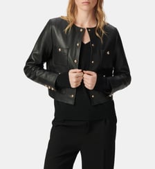 Veste courte en cuir poches plaquées Ikks