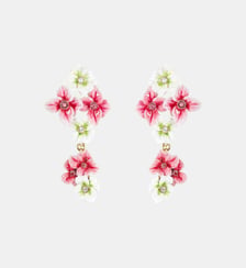 Boucles d'oreilles tiges pendantes fleurs d'hortensia roses et blanches Les Néréides