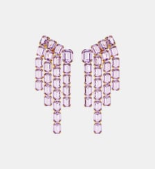 Boucles d'oreilles clip Millenia, Chandelier, Violet, Doré à l’or 18 carats (750/1000) Swarovski