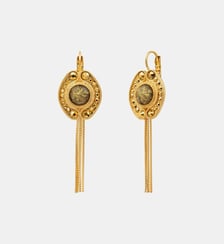 Boucles d'oreilles dormeuses chaînes   doré à l'or fin - Circus Satellite