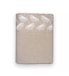 Drap plat pur coton lavé tissé teint brodé beige Brise d'ete naturel Garnier Thiebaut