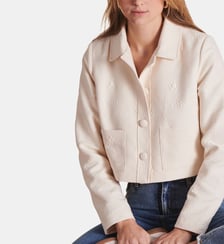 Veste courte en jacquard à col chemise La Fée Maraboutée