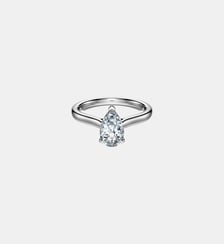 Bague solitaire Eternity, Diamants de synthèse 1 ct tw, Forme de poire, Or blanc 18 carats Swarovski