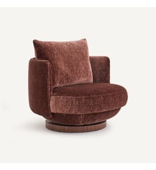 Fauteuil pivotant en velours texturé et plaqué noyer AM.PM