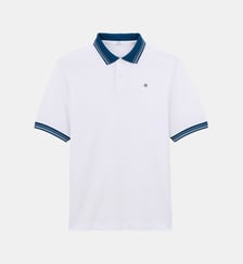 Polo manches courtes en coton maille piquée détails bicolores Serge Blanco