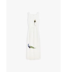 robe longue à bretelle fendue en coton blanc Agnès b.