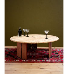 Table basse en bois gougé Donna N°873- Produit chiné Debongout