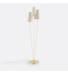 Lampadaire triple en laiton, lin & rotin La Redoute Interieurs