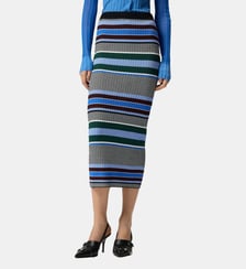 Jupe mi-longue ajustée en maille à rayures Pinko