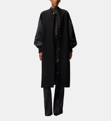 Manteau long en drap et satin technique Pinko