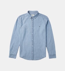 Chemise manches longues brodée en coton ganse tricolore Serge Blanco