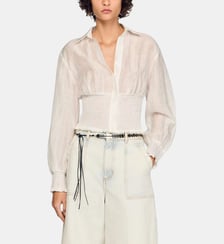 Chemise smockée en lin Sandro