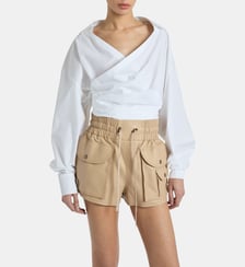 Chemise drapée en popeline de coton Balmain