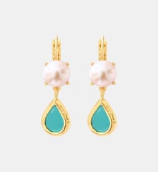 Boucles d'oreilles dormeuses perles   doré à l'or fin - Bysance Satellite