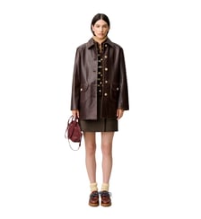 Veste droite large cuir mi-longue Claudie Pierlot