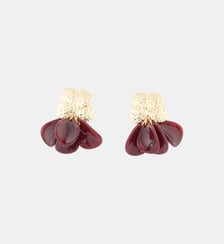 Boucles d'oreilles pendantes pétales bordeaux Balaboosté