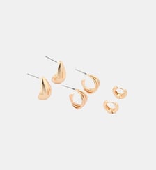 Set de 3 paires de petites boucles d'oreilles dorées Balaboosté