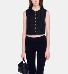 Crop top sans manches plissé Sandro