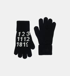 Gants en maille avec logo numérique MM6 Maison Margiela