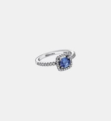 Bague Halo Bleu Carré Scintillant Pandora