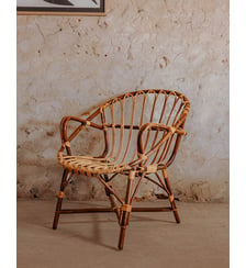 Fauteuil en rotin foncé Ernest N°861- Produit chiné Debongout