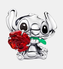 Charm Disney Stitch et Rose en verre de Murano Pandora