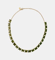 Collier plaqué or jaune 18 carats avec cristaux verts Aristocrazy