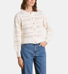 Gilet en maille ajourée boutons fantaisie La Fée Maraboutée