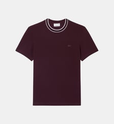 T-shirt en Piqué stretch col rayé Lacoste