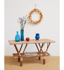 Table basse en rotin Léonie N°1106- Produit chiné Debongout