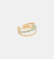 Bague 3 rangs acier inoxydable avec pierre de Jade Balaboosté