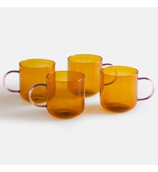 Lot de 4 tasses en verre anse colorée La Redoute Interieurs