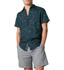 Chemise imprimée slim en lin manches courtes Barrytown Rodd & Gunn