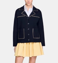 Cardigan à studs col tailleur Sandro