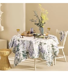 Nappe lin & coton lavé 150 g/m² imprimé violet Parfum de lavande mauve Garnier Thiebaut