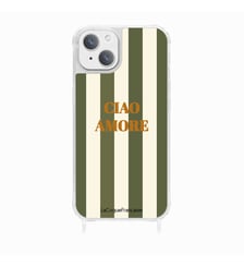 Coque de téléphone glossy ciao amore kaki avec anneaux pour iPhone 13 La Coque Française