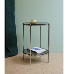 Table d'appoint ronde en verre fumé Hanna N°1580- Produit chiné Debongout