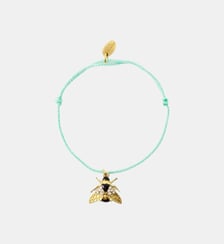 Bracelet corde bleue abeille dorée et cristaux Les Néréides