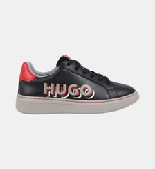 Baskets lacées en cuir de vachette Hugo Kids