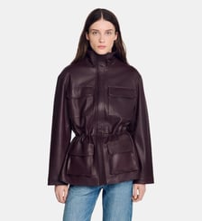 Blouson oversize col en cuir Sandro
