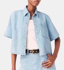Chemise courte en denim avec strass Maje